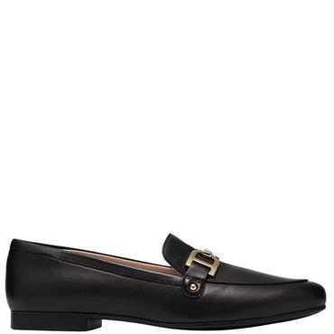 CLARKS WOMENS LEATHER LOAFER - BLACK